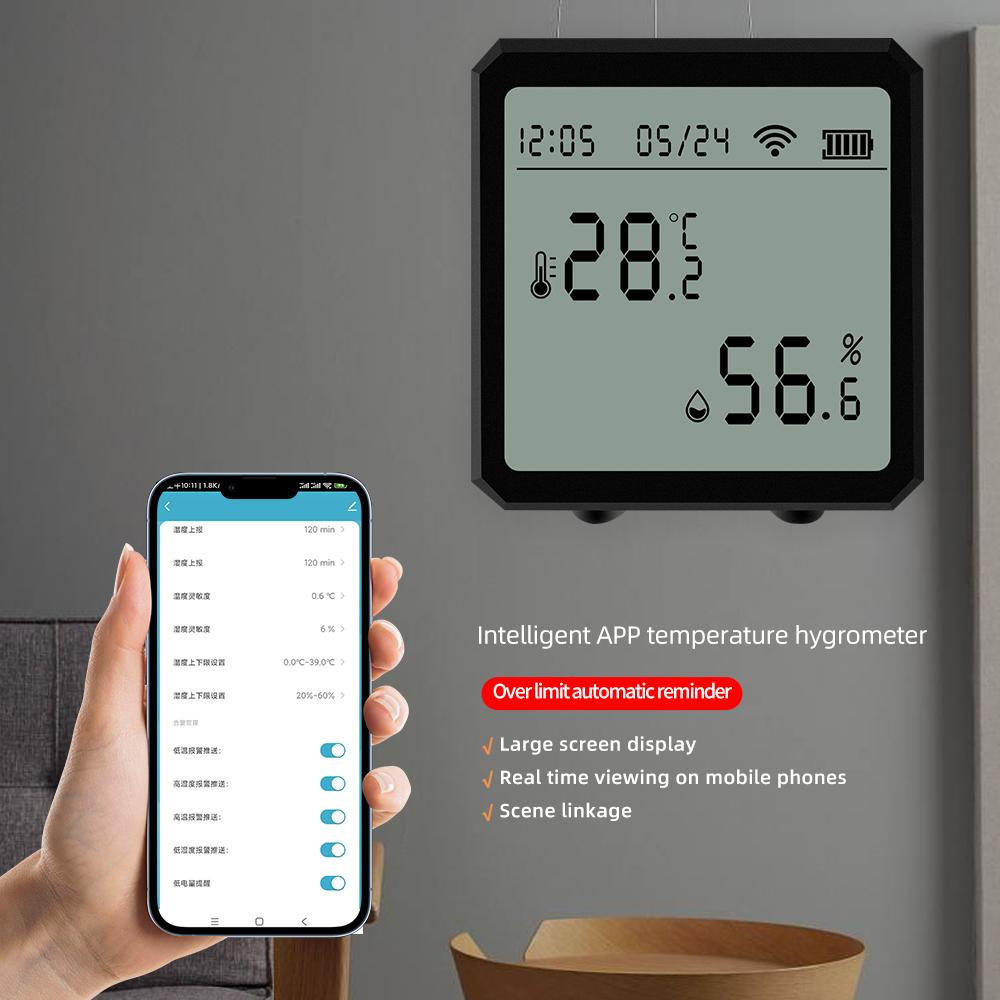 Zigbee WiFi Temperature and Humidity Sensor LCD Display Wireless Thermometer Hygrometer Work with Alexa Google