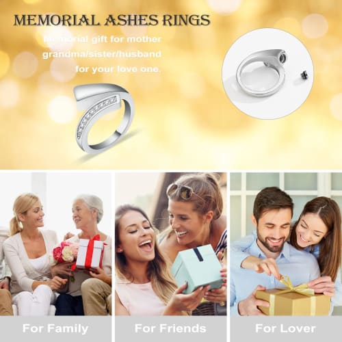 QGJNSGC Infinity Urn Ring, Cremation Ring for Ashes, Stainless Steel, for Women and Men, Human and Pet Ashes Holder, Funeral Keepsake Jewelry (Silver,