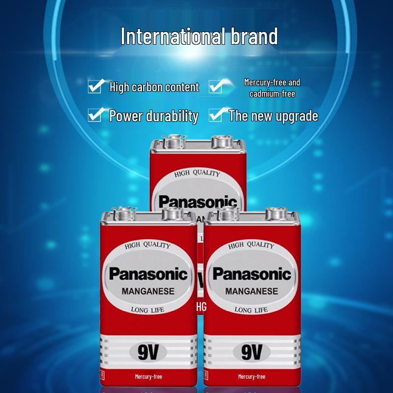 Panasonic 9V Carbon Battery 6F22, Suitable for Multimeters, Microphones, Remote Controls, and Toys
