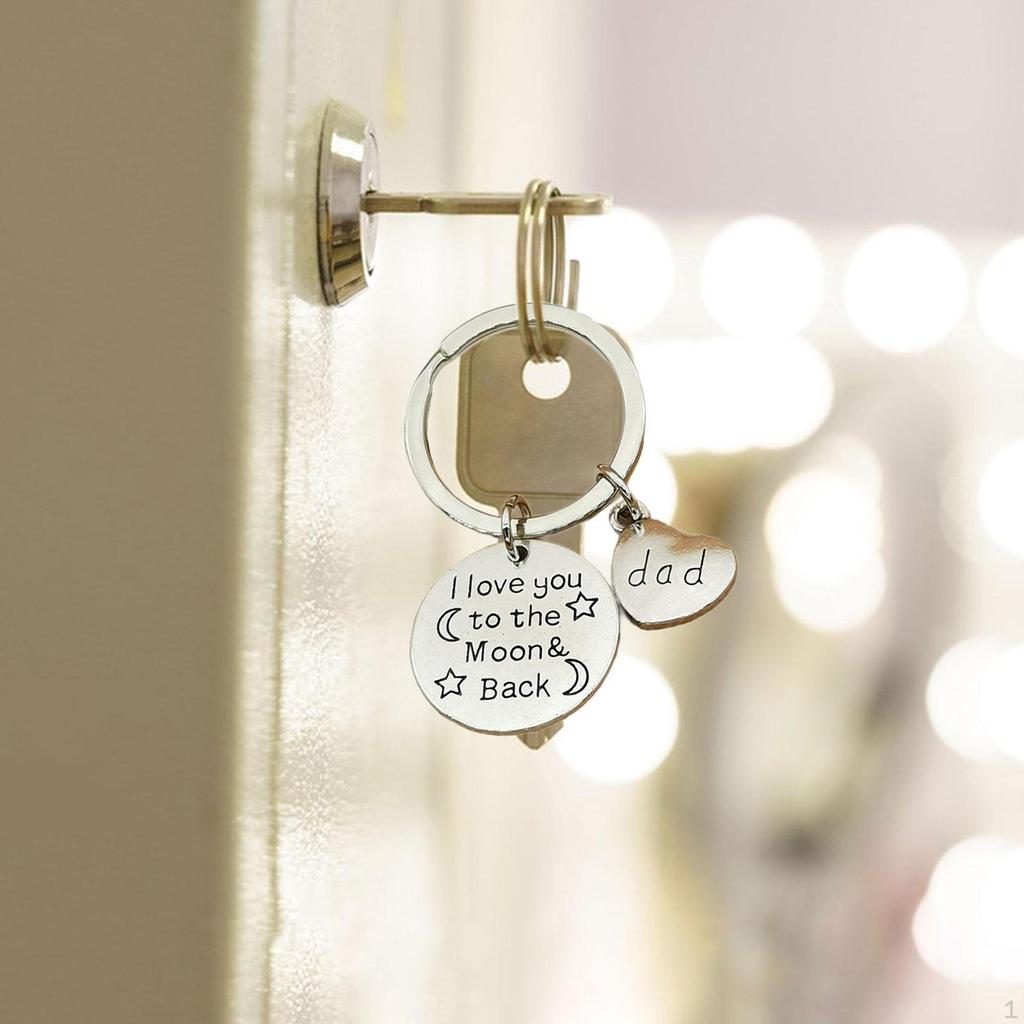 Dad Mom Keychain Bag Pendant Creative I Love You To The Moon Metal Keyring Heart Shape for