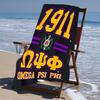 proof beach towel with a Omega Psi Phi logo1 pattern - soft,absorbent,quick-drying,machine washable - perfect for swimming,camping,bathing