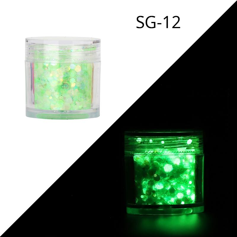 10g/bag Glow in the Dark Pigment Powder Long-lasting Fluorescent Phosphor Pigment for Nail Decoration Luminous Glitter Powder