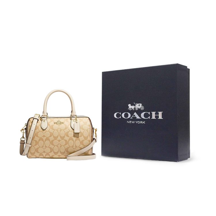 Coach Роуэн 25 Классическая Монограмма Застежка-молния Покрытый холст и кожа Сумка-бостон Женские сумки Коричневый CH486-IMOT4