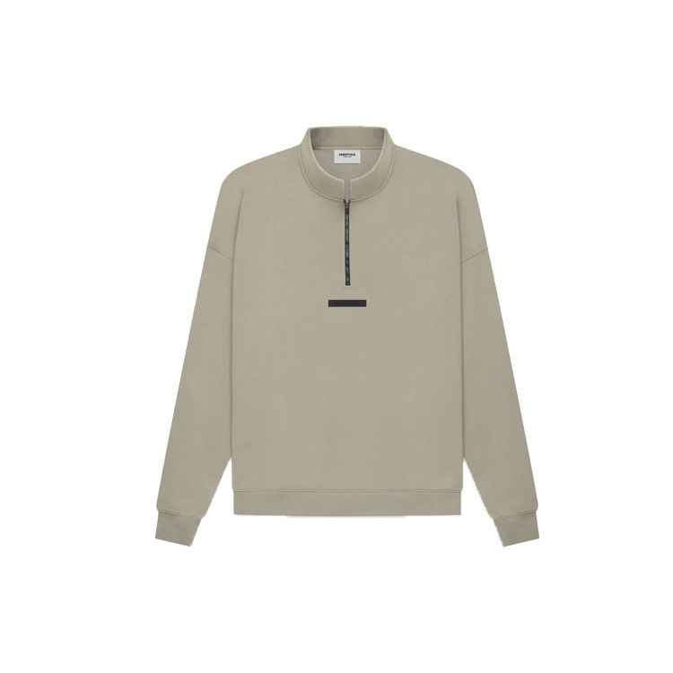 Fear of God Essentials SS21 Mockneck Half Zip Fleece Sweatshirt Unisex Tops Moss FOG-SS21-581