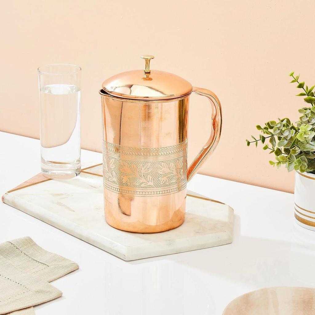 Embossed Copper Jug, 1350 Ml