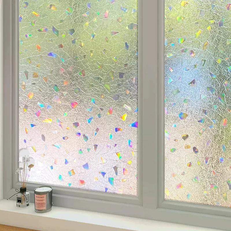 Пленка для защиты окон, радужная статическая пленка для витражей, самоклеящаяся пленка для окон, матирующая оконная пленка для дома