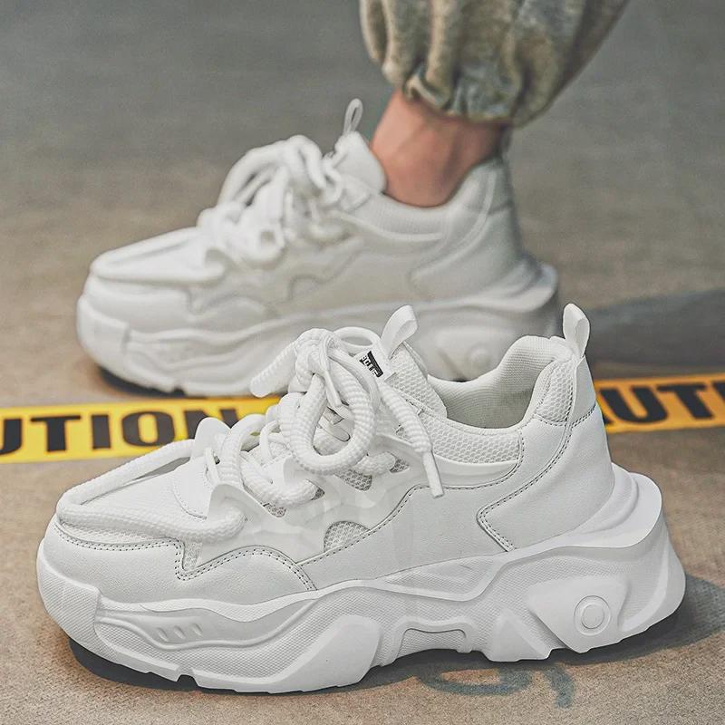 Men's Fashionable Mesh Breathable Dad Shoes - Casual Thick-Soled Running Sneakers