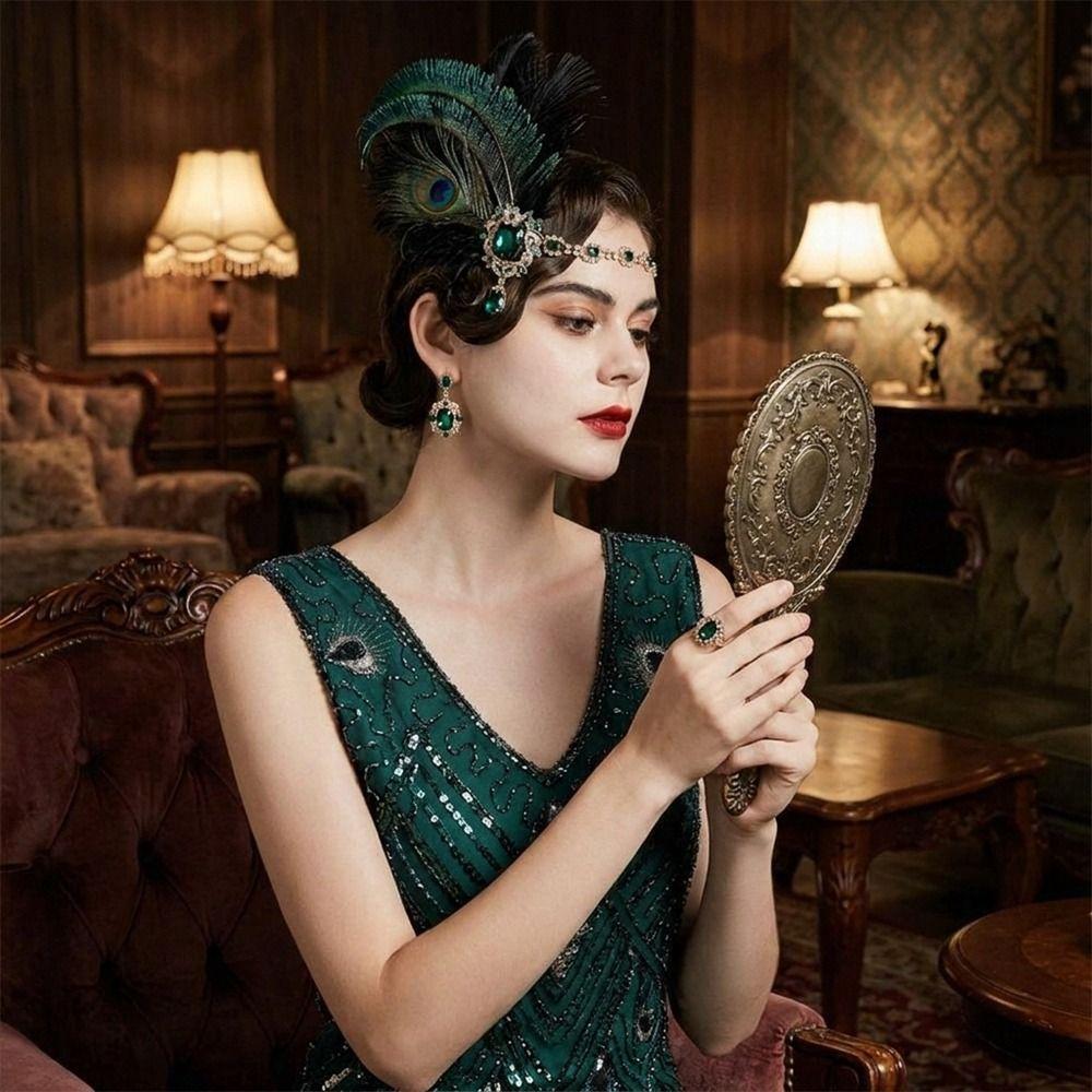 Crystal Cosplay Dress Headwear Vintage Masquerade Hair Band Gatsby Headpiece Bridal Headdress
