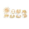 Ingemark 8Pcs/Set Boho Flower Scallop Open Rings for Women Summer Vintage Starfish Adjustable Knuckle Joint Rings Couple Jewelry