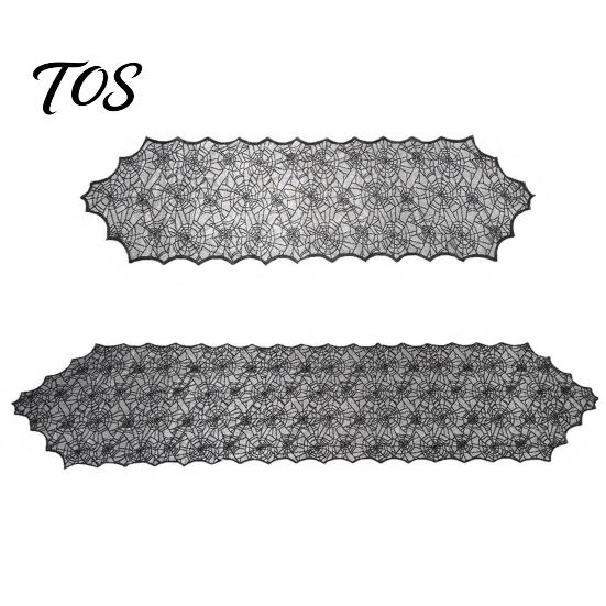 Versatile Coffee Table Runner Spider Web Runner, Black Lace Gothic Cobweb for Halloween Dining Decoration Spooky Home