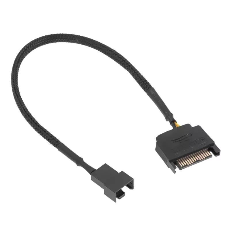 CRJ 15-Pin Male SATA to 1/2 Fan Sleeved Power Adapter Cable 3 Pin/4 Pin Laptop Motherboard CPU Fan Extension Cable