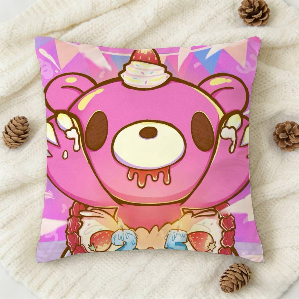 Anime Gloomy bear Cute Doublesided Printed Square Decorative Cushion Cover for Sofa Living Room Home Decor