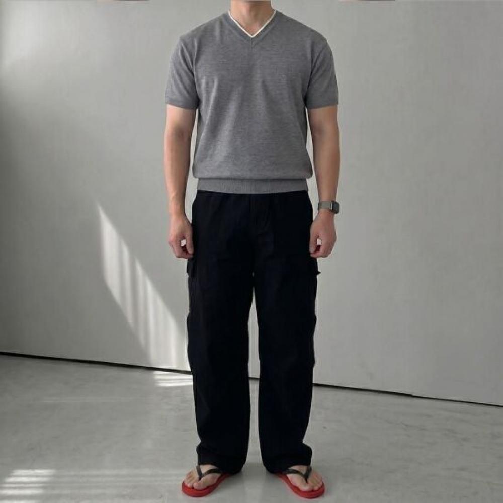 Onl Men S Ringer V Neck Crop Short SleeVe Knit muScle Fit