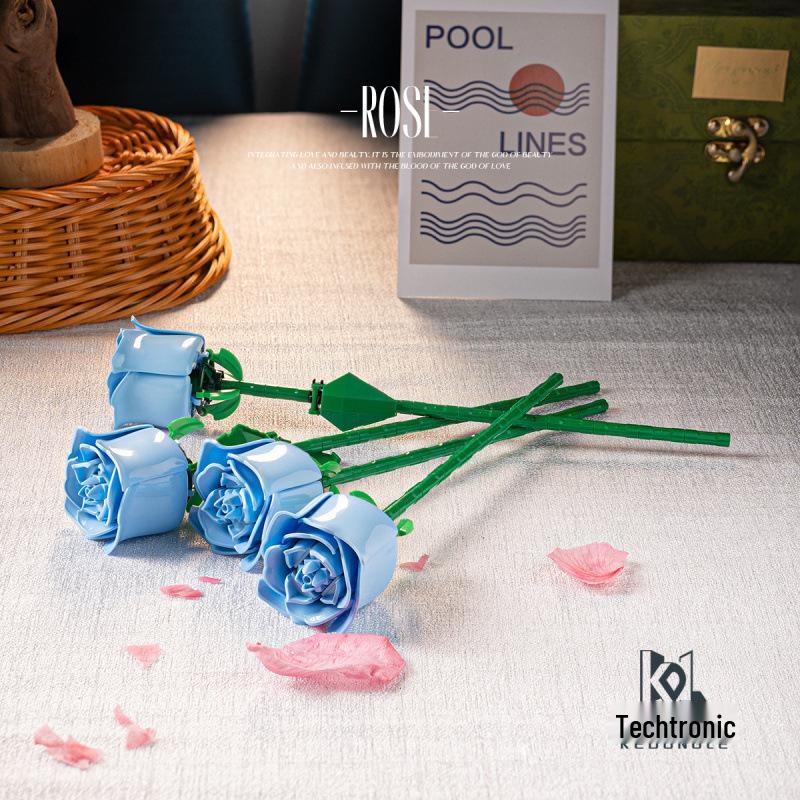 Tulip Lego-Compatible Everlasting Flower Building Blocks: Puzzle Ornament Potted Plant Toy, Valentine's Day Rose Gift.