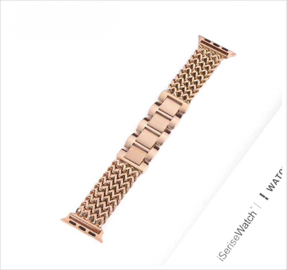 Роскошный ремешок из нержавеющей стали для Apple Watch 9 8 7 6 SE 5 3 45/44/42/41 мм, металлический плетеный браслет Correa iWatch Ultra 49 мм 40 38 мм