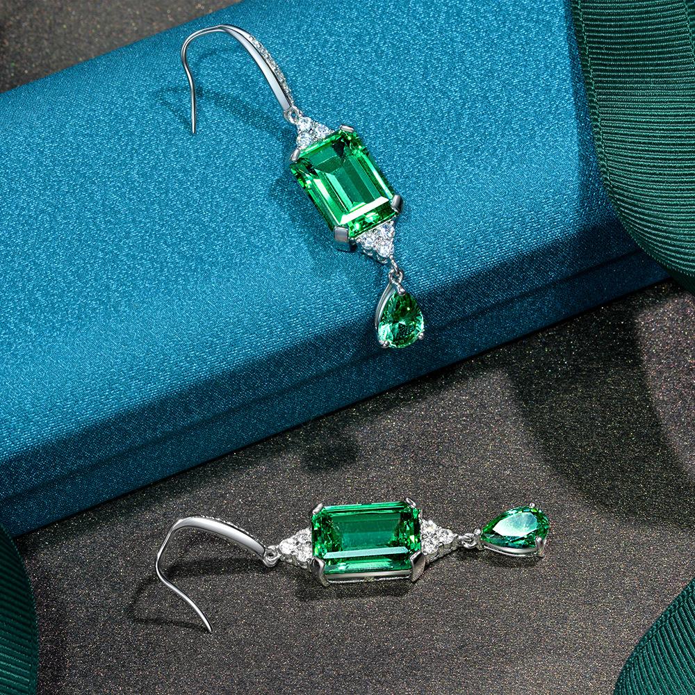 Ювелирные изделия Tancision, синтетические бабушкино-зеленые серьги с высокоуглеродистыми бриллиантами 925 пробы, 10*14, геометрические ретро-легкие роскошные серьги, серебро