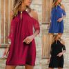 Women's Summer Fashion Casual Solid Color Lace Short-sleeved Loose Dress