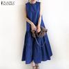Women Casual O-neck Sleeveless Beach Holiday Summer Long Dress