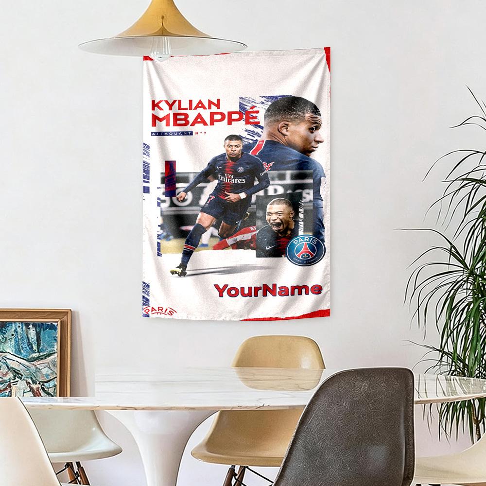 Mbappe Custom Your Name Wall Decor Tapestry Art For Pet Memorial Birthdaywedding Party Backdrop Family Gift