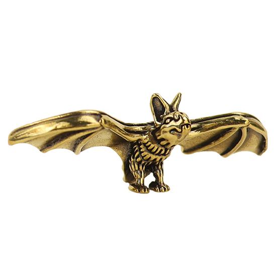 Gothic Style Living Room Accessory Brass Bat Figurines, Vintage Copper Flying Statue, Collectible Mini Animal Figurine Ornament, Desk Feng Shui