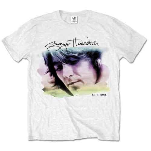 George Harrison T Shirt Water Color Portrait Let It Roll Official White Mens