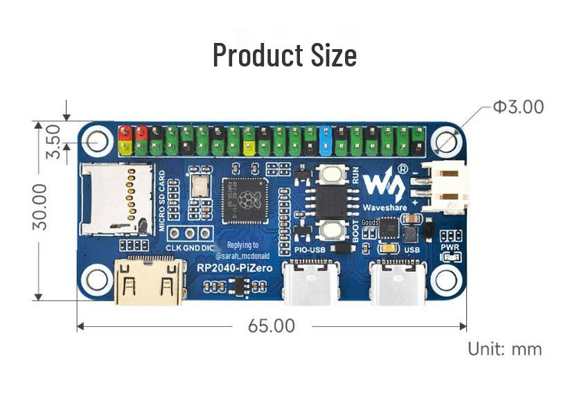 Отладочная плата MicroSnow RP2040-PiZero с двухъядерным процессором и совместимостью с 40-контактным GPIO Raspberry Pi 4