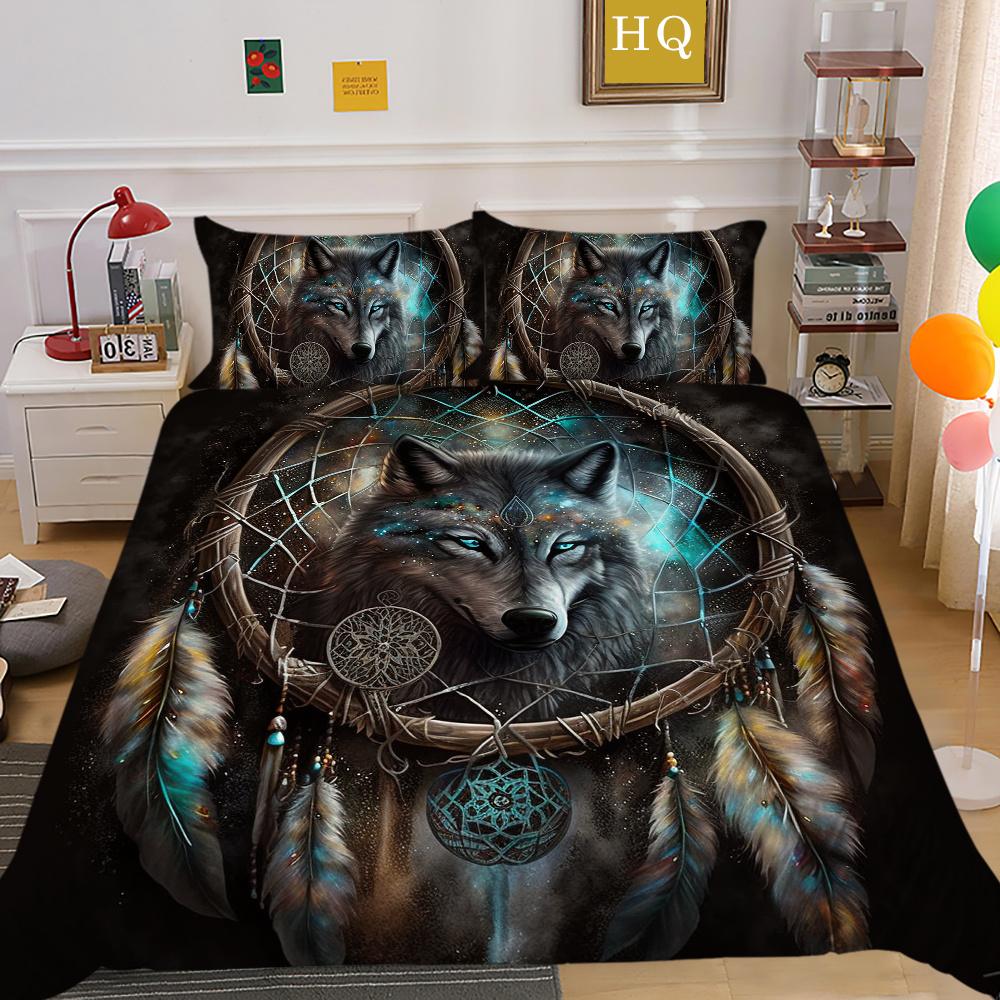 Домашнее постельное белье с принтом волка, комплект постельного белья из микрофибры королевского размера, мужской мягкий домашний текстиль высокого качества