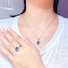 BELLA BOX Fireworks Cutting High-end Internet Celebrity Live Streaming New Product Simulation Sea Blue Topaz Opening Ring Female Pendant Necklace