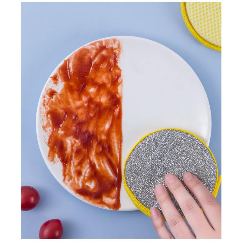 5 шт., двухсторонняя губка для мытья посуды, кастрюля, губки для мытья посуды, бытовые чистящие средства, кухонная посуда, щетка для мытья посуды