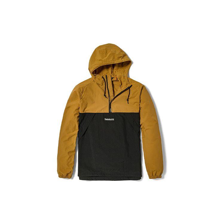 Timberland Мужская куртка-анорак с капюшоном на молнии до середины и цветовыми блоками Пшеничный Черный A2BUU-P57
