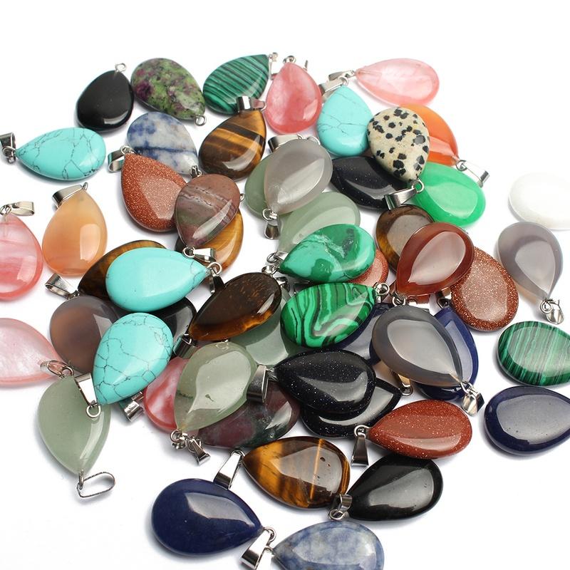 10/30/50 шт., подвески из натурального камня с каплями воды, подвески для изготовления ожерелья, ювелирных изделий, случайные (Размер: 24*16 мм)