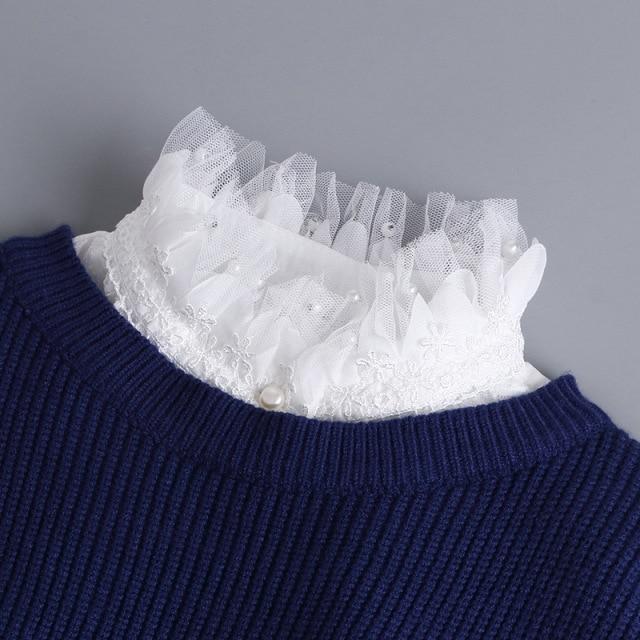 Hollow Lace Chiffon Doll Cotton Fake Collar Blouse Sweater Detachable Shirt Collar False Collar Lapel Women Top Collars Decor