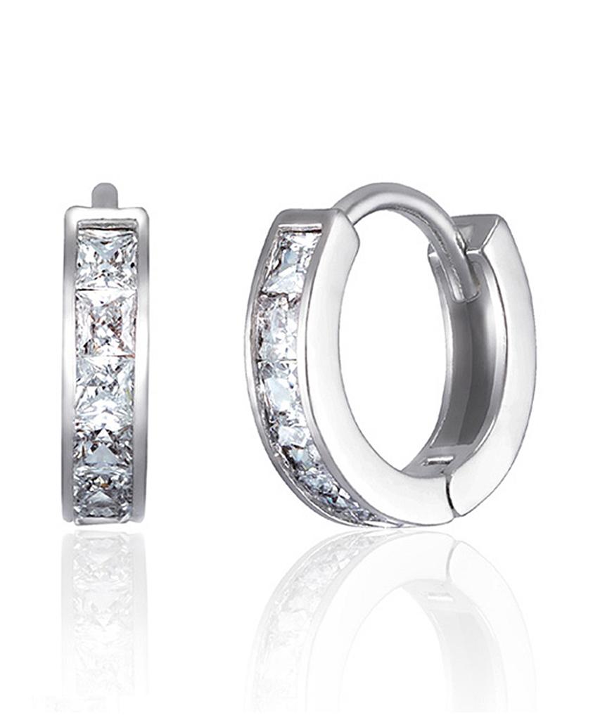 Geigerjewelry Квадратные серьги-гвоздики с кубическим цирконием Gisvee131 (Булавка из серебра 925 пробы)