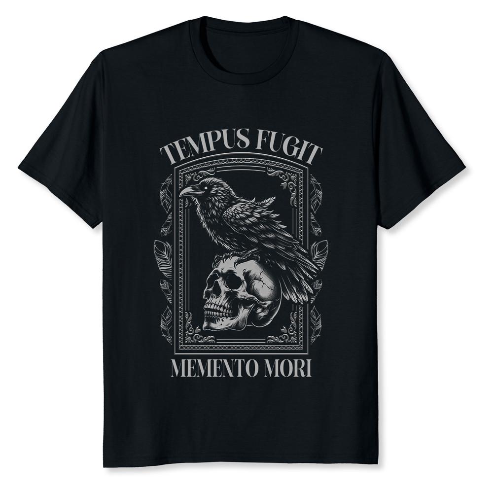 НОВАЯ ОГРАНИЧЕННАЯ серия Tempus Fugit Memento Mori Череп Ворон Птица Футболка Унисекс Футболка
