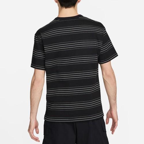 Nike Мужская черная футболка с коротким рукавом, полосой с логотипом и дышащим круглым вырезом