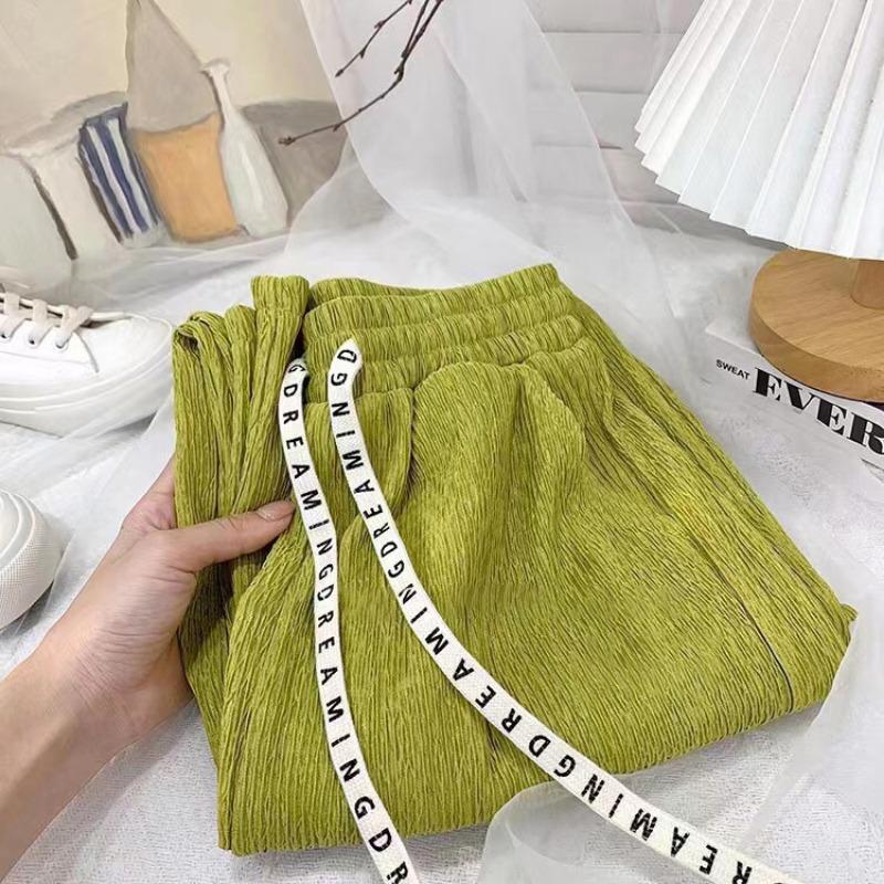 Qianqianye Pattern Wide-leg Pants Women's Summer New Pleated Drape Loose Straight-leg Pants Children's Fashion Versatile Casual Pants