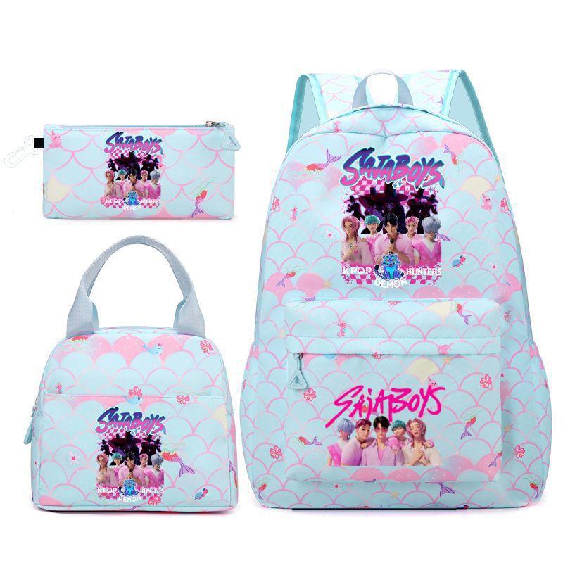 Kpop School Bag, Witch Hunter Girl Group Student Three-Piece School Bag, Large Capacity Backpack, Lightweight Cartoon School Bag