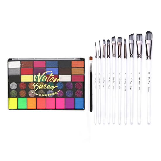 42 цвета набор для раскрашивания лица для детей на вечеринку в честь Хэллоуина палитра для макияжа набор для тела для клоуна-косплея шоу на день рождения