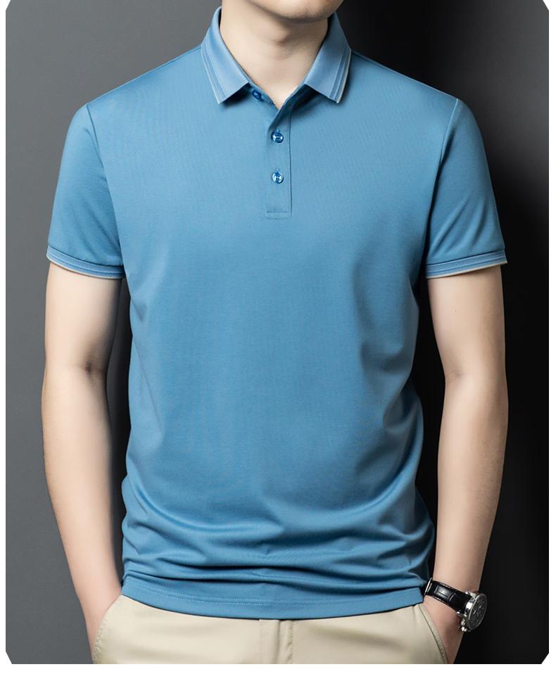 Xinjiang Long Staple Cotton Summer Breathable Casual Business Men's Short-Sleeved Polo Shirt with Mulberry Silk