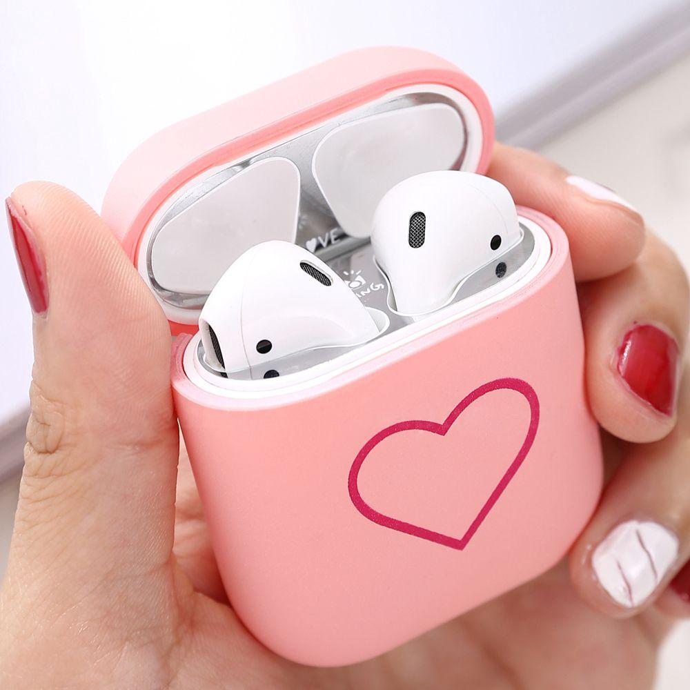 New Matte Couples Love Heart Hard PC Case For Apple Airpods Protective Cover