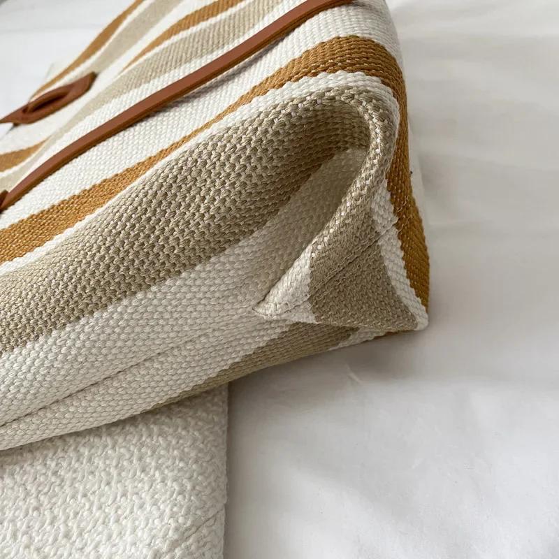Летние сумки из рафии для женщин, дизайнерская сумка-шоппер через плечо в полоску, женская повседневная холщовая сумка-тоут
