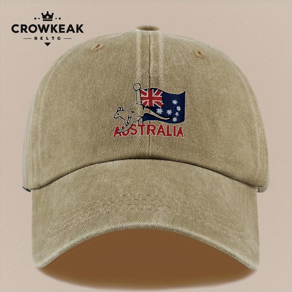 pc Australia Kangaroo Flag Baseball Cap  Vintage Distressed Trucker Hat Adjustable Snapback Closure Lightweight Breathable U