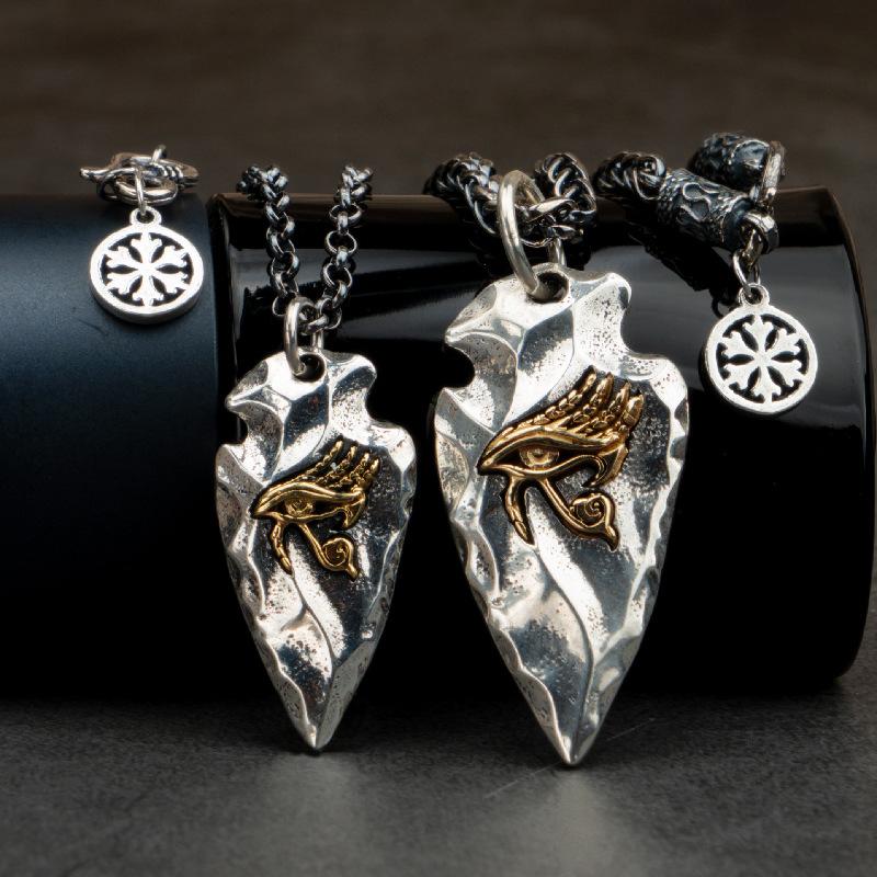 Retro Eye of Horus Necklace, Domineering and Trendy Men's Stone Spear, Retro Pendant, Hip-hop