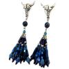 [P3598] - Silver-blue 'Navajos' Designer Earrings