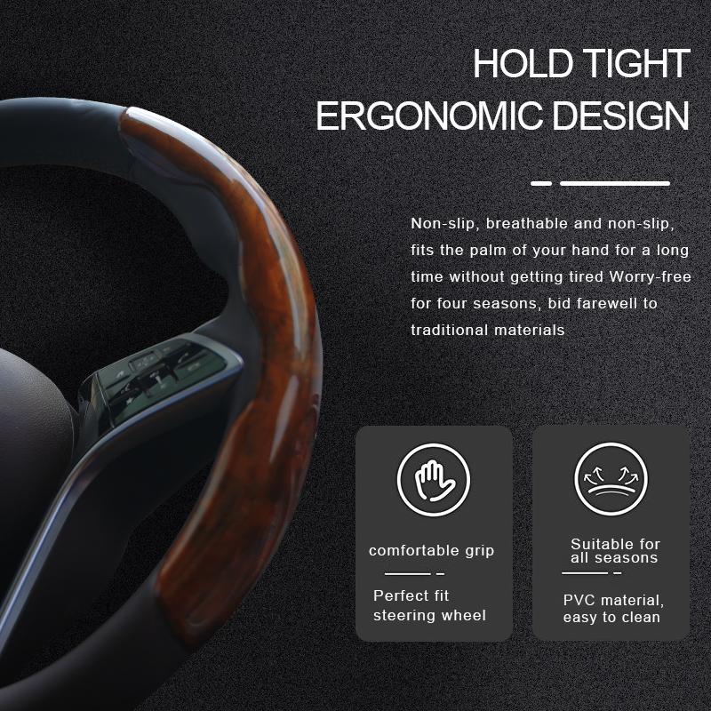 Чехол на руль автомобиля, нескользящий силиконовый чехол-усилитель на руль из красного дерева для 38 см 15 дюймов, авто