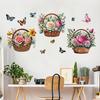 3D Wooden Barrel Wall Sticker Flower Decoration Butterfly Lavender Rose Tile Sticker Kitchen Restaurant Background Home Decor Peel and Stick