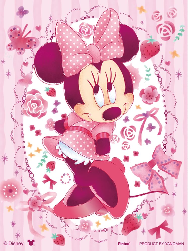 Yanoman 150-Piece Jigsaw Puzzle, Petit Paris Clear Series, Disney Lovely Wreath Minnie Mouse (7.6x10.2cm), 2308-31, with Piece Request Postcard and