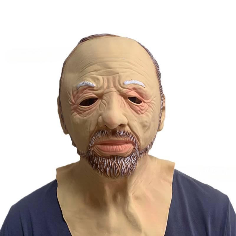 White-bearded old man mask, white-haired old lady mask, smoking old man mask, long-haired old man character mask