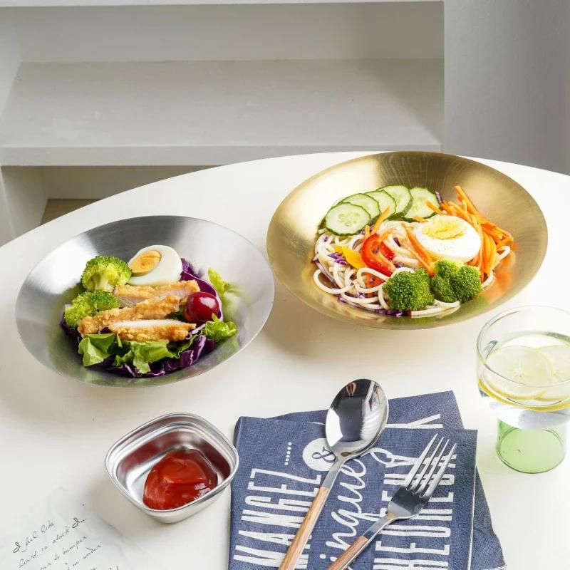 Миска для рамена из нержавеющей стали, миска для риса, салата, лапши, супа, домашняя, ресторанная, блюдо для подачи еды, миска для квашеной капусты, серебристая суповая миска