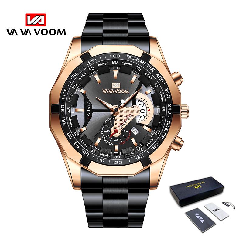 VA VA VOOM Men's Watches Top Brand Luxury Men Wrist Watch Luminous Quartz Watch Sports Waterproof Male Clock Fashion Watch Relogio Masculino With Box